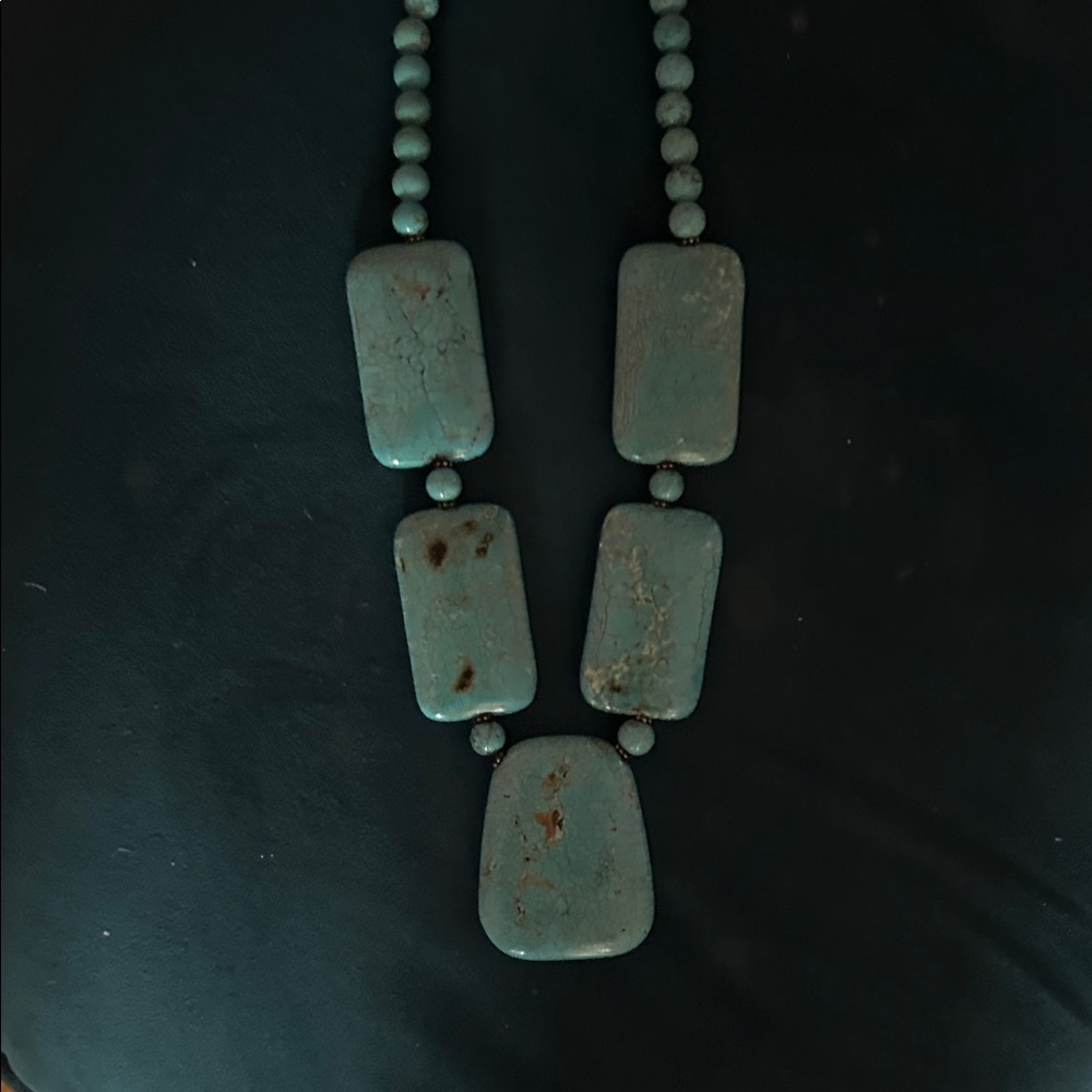 Source Unknown Turquoise-Tone Beaded Statement Necklace
